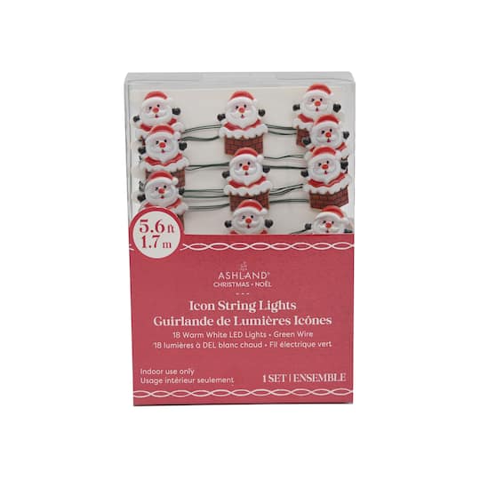 18ct. Warm White LED Santa in Chimney String Lights on Silver Wire by Ashland®
